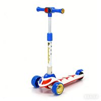 Trottinette à trois roues en plastique pour enfants, avec musique et éclairage, pliable, hauteur réglable, design cool, utilisation en extérieur, puissante