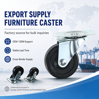 Roue pivotante sur mesure OEM avec support de plaque, roue de meuble en caoutchouc noir pour les distributeurs de quincaillerie