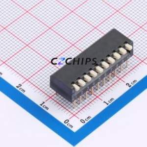 DE-10PD DIP Switch Through hole Component (THT),P=2.54mm Switch Piano Key Single Pole Single Throw 10 2.54mm - Product Image 1