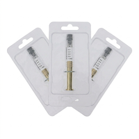 Seringue en verre Luer Lock de 1 ml avec piston en métal doré et emballage en blister plat pour liquides épais