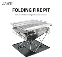 Barbecue et foyer pliables Jiawei en acier inoxydable pour camping en plein air, cuisson portable pour pique-nique et camping en extérieur