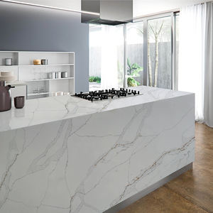 ODM/OEM TMZ - Losa Grande de Piedra Artificial Pulida 5052 Calacatta Leon, Material Moderno para Mostradores de Recepción en Hoteles y Espacios de Lujo - Product Image 6