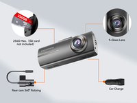 DDPAI N1 kamera dasbor ganda 1080p DDPai perekam Video mobil kotak hitam dengan resolusi 1296p layar LCD penglihatan malam H.264 Format Video