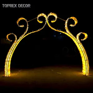 Toprex — arc de mariage avec éclairage LED, décor d'extérieur, en métal or, en acrylique, vente en gros