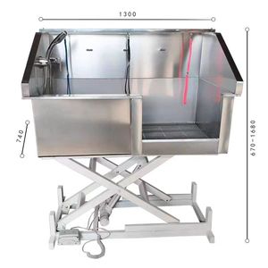 Baignoire pour animaux de compagnie en acier inoxydable 1200-670*645-1340 avec élévateur électrique pour chiens et chats - Product Image 3