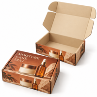 Boîte d'emballage en carton ondulé imprimée couleur C1S de marque avec pelliculage soyeux et rabat avant pour coffret hydratant pour peaux sèches