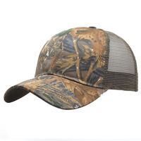 Casquette de baseball trucker unisexe à 6 panneaux, camouflage, maille respirante, séchage rapide, visière incurvée, pour activités sportives en extérieur