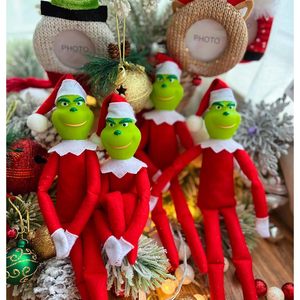 Muñeco de Peluche Monstruo Verde de 7 Pulgadas, Decoración Navideña Roja para Interiores, Sala de Estar, Estilo Tradicional - Product Image 4