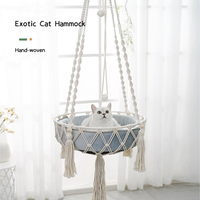 Hamac pour chat en macramé, tissé à la main, lit suspendu pour chat avec kit de suspension pour décoration intérieure et extérieure, hamac de fenêtre pour chat, animal de compagnie