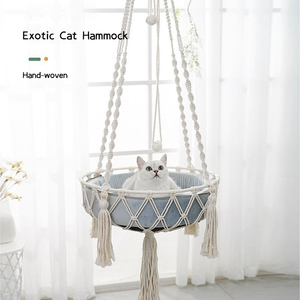 Hamac pour <span class=keywords><strong>chat</strong></span> en macramé, tissé à la main, <span class=keywords><strong>lit</strong></span> suspendu pour <span class=keywords><strong>chat</strong></span> avec kit de suspension pour décoration intérieure et extérieure, hamac de fenêtre pour <span class=keywords><strong>chat</strong></span>, animal de compagnie - Product Image 3