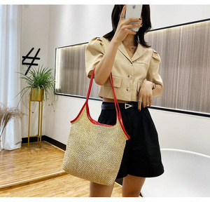 Bolso <span class=keywords><strong>de</strong></span> mano <span class=keywords><strong>de</strong></span> hombro hueco con logotipo personalizado para mujer, <span class=keywords><strong>de</strong></span> moda, grande, <span class=keywords><strong>de</strong></span> mimbre tejido, para <span class=keywords><strong>playa</strong></span>, verano, tipo cubo, <span class=keywords><strong>de</strong></span> paja - Product Image 4