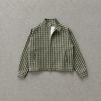 Veste à motif écossais personnalisé, légère, col montant, manches raglan, style vintage, streetwear décontracté, veste bomber pour homme