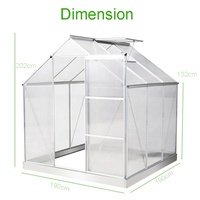 Serre de jardin en polycarbonate avec cadre en alliage d'aluminium robuste et base en acier galvanisé, porte coulissante