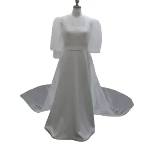 Simple Square Collar A-line Taffeta wedding Dress Bridal Dress For Women