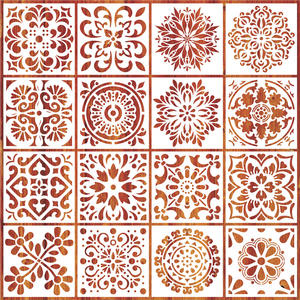 16 pochoirs en PVC réutilisables pour bricolage (6x6 pouces) pour la peinture <span class=keywords><strong>sur</strong></span> les murs, les sols, les carreaux, le <span class=keywords><strong>bois</strong></span>, les meubles, les tissus - Product Image 5