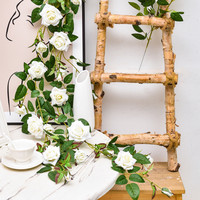 Guirlande de fleurs artificielles, fausses roses rouges, lianes, décoration florale suspendue pour l'extérieur, pour arche de mariage, décoration murale de fond pour la maison