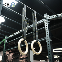 VIGFIT Anneaux de gymnastique suspendus pour adultes, pour entraînement de gymnastique et tractions, réglables, durables, avec sangle numérotée, double cercle, en bois