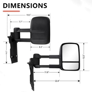 Espejos de remolque manuales extensibles para Land Cruiser serie 70 75 76 78 79 <span class=keywords><strong>1984</strong></span> - 2022 - Product Image 2