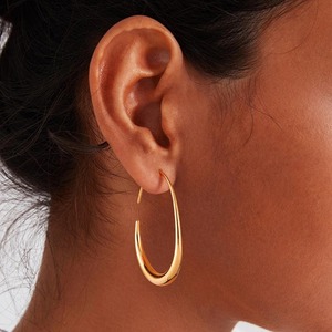 1 Paire de Boucles d'Oreilles Créoles Goutte d'Eau pour Femmes et Filles, 20/30/40/47MM, en Acier Inoxydable, Couleurs Argent et Or, Bijoux Pendante Ovales Massives, Cadeaux - Product Image 1