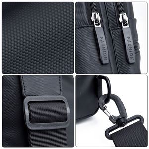 Bolso Bandolera de Lujo Personalizado para Hombre, de Nailon Negro Impermeable, con Logotipo - Product Image 4