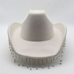 Festival Bling Rhinestone Fedora Sombreros Hombres Poliéster Algodón Fieltro Sombreros de vaquero al por mayor - Product Image 3