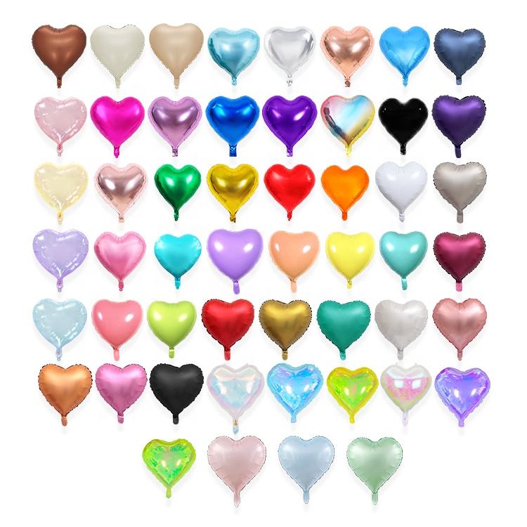 MTF Hot Selling 18 Inches Solid Color Heart Shape Helium Balloons Set Party Decoration in Bulk