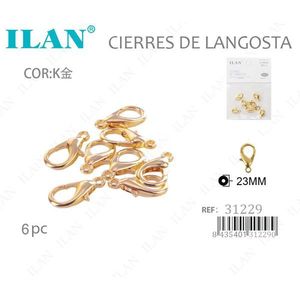 Chiusure a Moschettone Ilan 23mm in Oro K, 6 Pezzi, Accessori per Gioielli - Product Image 3