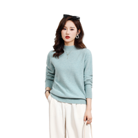 Pull en laine pure Design haut de gamme pour femmes Coupe ample Col haut Long Style d'hiver Pull en laine tricoté Stock en gros