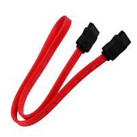 Kabel Data Serial SATA 3.0 SSD 7P-7P Kepala Lurus Selubung PVC Magnetik 0.5m Konduktor CCA Pipih Merah Komputer