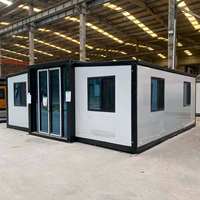Maison conteneur préfabriquée pliable avec panneaux sandwich, maisonnette modulaire détachable 4 chambres pour camping en zone isolée