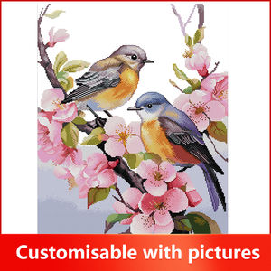 2025 NKF deux petits oiseaux 4 motif <span class=keywords><strong>de</strong></span> <span class=keywords><strong>point</strong></span> <span class=keywords><strong>de</strong></span> <span class=keywords><strong>croix</strong></span> décoration <span class=keywords><strong>de</strong></span> la maison/cadeau/Art ensembles <span class=keywords><strong>de</strong></span> broderie dessin animé bricolage en gros et personnalisation - Product Image 2