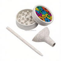 Kit de fumage multifonctionnel personnalisé en fibres de chanvre biodégradables, comprenant un moulin bio de 55 mm avec entonnoir et un bâtonnet conique pour tabac