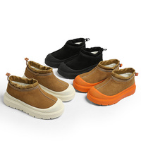 Sepatu Bot Salju Unisex Model Ankle Toe Gaya Timur Laut Musim Dingin Berlapis Bulu Suede Sapi Anti Selip Ekstra Tebal Tahan Air Berlapis Katun