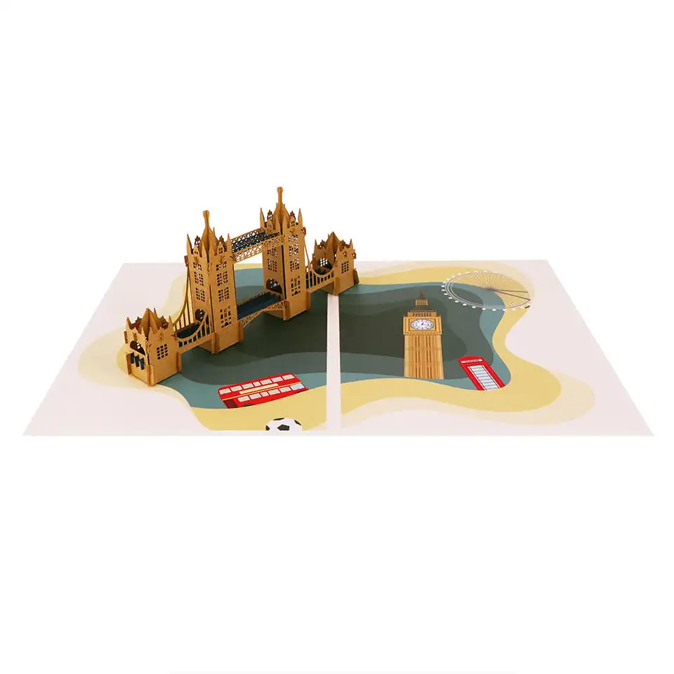 Пользовательские бумажные поделки CMYK Печать Английский мост повод все 3d всплывающие поздравительные открытки