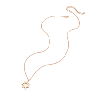Collier unisexe en acier inoxydable plaqué or poli miroir avec pendentif tournesol classique et chaîne à perles, idéal pour le quotidien