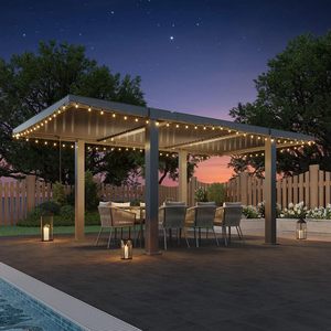 ศาลาหลังคาบานเกล็ด 10x18, ศาลาอลูมิเนียมทันสมัยพร้อมหลังคาปรับได้, โครงสร้างกันแดดกลางแจ้งพร้อมระบบระบายน้ำในตัว - Product Image 4