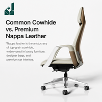 Chaise de bureau exécutive ergonomique en cuir de luxe léger, siège pivotant, hauteur réglable, dossier confortable pour une longue assise