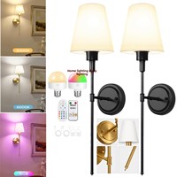 Applique murale LED en fer dimmable avec ampoule RGB, télécommande, amovible et sans câblage pour salon, chambre ou grenier