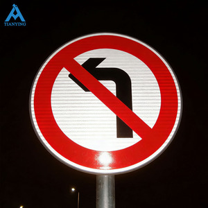 Señal de Tráfico de Aluminio Resistente a la Corrosión, Fácil de Instalar, Señal de Advertencia de Prohibido Giro a la Izquierda, Tamaño Personalizado, Reflectante, Impermeable para Exteriores - Product Image 1