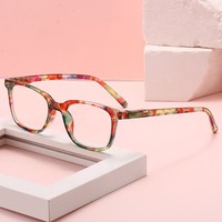 Lunettes de lecture rétro carrées personnalisées 2026, motif floral imprimé, anti-lumière bleue, légères, multicolores, pour femmes et hommes
