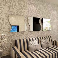 Self Adhesive High Quality Reflective Wavy Acrylic Mirror Wall Decor Frameless Tiles for Bedroom Livingroom and Home Decor
