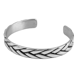 Vintage Antique Silver Opened 361L Stainless Steel Twisted <b>Bangles</b> <b>Bracelets</b> for Men Weave <b>Bangle</b> <b>Bracelets</b> for Men - Product Image 2