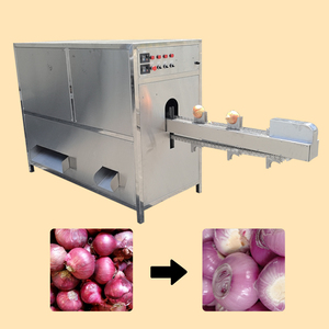 Machine à peler et couper les oignons, compatible avec une ligne de lavage et de séchage intégrée, équipement de pelage et de découpe des racines d'oignons - Product Image 1