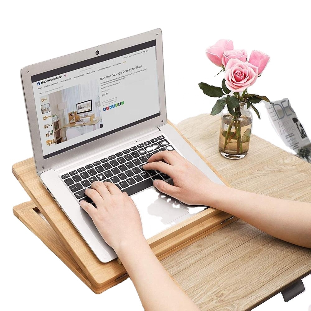 2021 Новое поступление простая конструкция бамбуковая прочная поддержка подставка для ноутбука с регулируемым складным