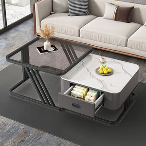 Kahve masaları ile Modern ev mobilyası oturma odası merkezi masa kombinasyonu <span class=keywords><strong>Metal</strong></span> cam depolama çekmecesi şık Panel tasarımı - Product Image 5