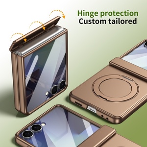 เคสโทรศัพท์แม่เหล็กแบบด้านขั้นสูงสำหรับ Samsung Z Flip 8 7 6 5 พร้อม 360 องศา °   ขาตั้งวงแหวนโลหะ ตัวป้องกันหน้าจอแบบกันกระแทก - Product Image 6