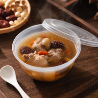 Bol jetable en plastique transparent 700 ml 120x72 mm avec couvercle, extra large, pour ragoût, soupe, service familial, qualité alimentaire PP, robuste