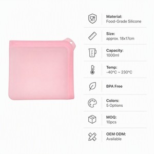 Sacs de conservation alimentaire pliables en silicone de qualité alimentaire, étanches, résistants aux fuites, compatibles micro-ondes et congélateur, réutilisables - Product Image 4