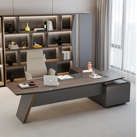 Bureau de direction moderne, luxueux, durable et écologique en bois en forme de L avec tiroirs pour bureau de PDG