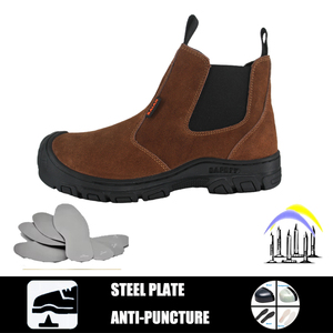 <span class=keywords><strong>Stivali</strong></span> di sicurezza Anti-puntura in acciaio Anti-puntura antiscivolo in pelle scamosciata senza <span class=keywords><strong>lacci</strong></span> alla moda per saldatura scarpe da costruzione - Product Image 5